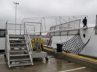 Located at the First District Coast Guard Station. The Escabana, Superior Docks brow, and landing platform.