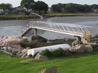 Fifty foot aluminum pier with a forty foot aluminum gangway attached.