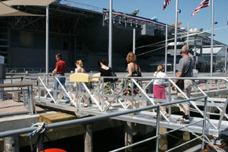 Intrepid Museum gangway with people