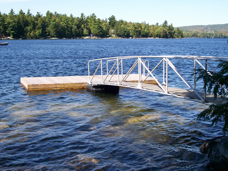 This 35' x 3' wide aluminum gangway is located on Branch Lake in Ellsworth, ME