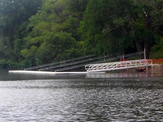 Float and gangway for rowing club, Passaic River