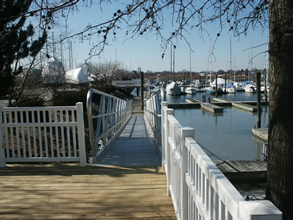 Brewer Pilots Point Marina with 80 foot aluminum gangway installed.